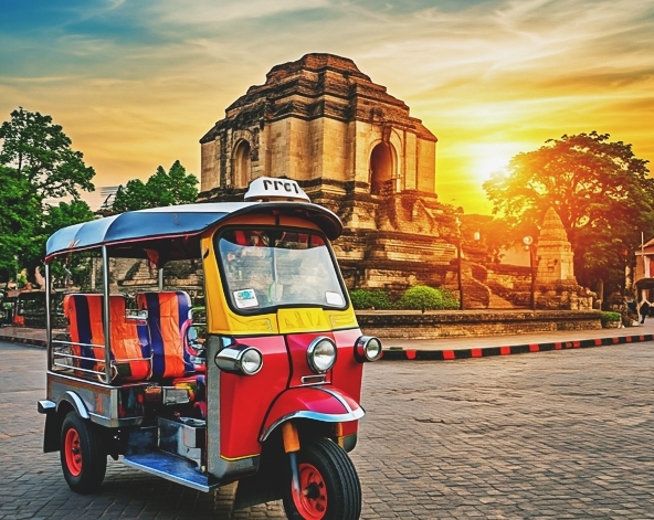 嘟嘟車遊覽古城(塔佩門、柴迪隆寺、帕辛寺、水果街)→清邁女子監獄餐廳→大象互動咖啡廳(贈送一人一籃香蕉)→尼曼商圈自由逛街＆必比登推薦餐廳 Ginger Farm Kitchen