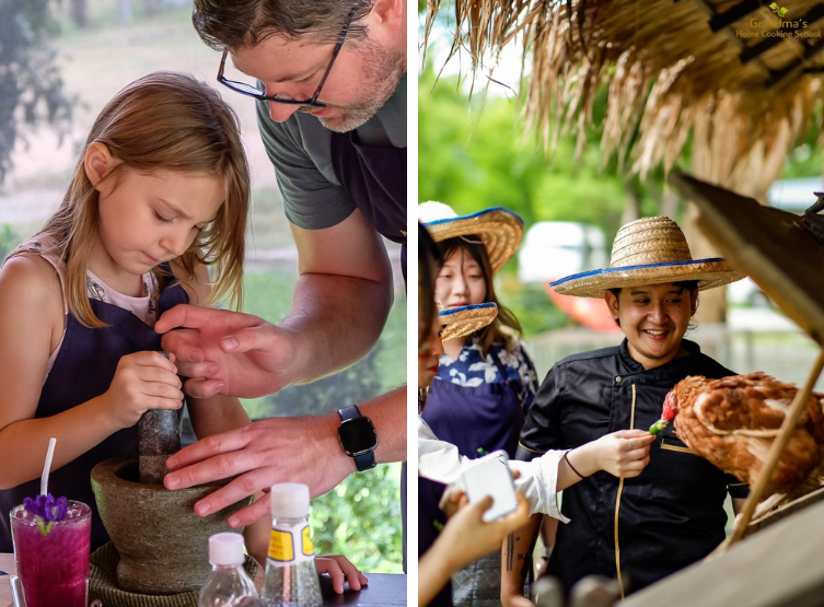 慢活體驗二選一：大象友善體驗營+竹筏漂流/泰式料理烹飪半日課程→週日觀光夜市